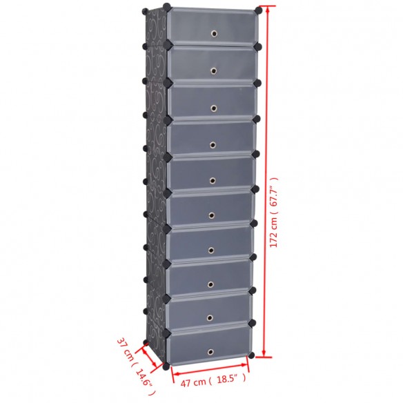 Armoire à chaussures avec 10 compartiments Noir