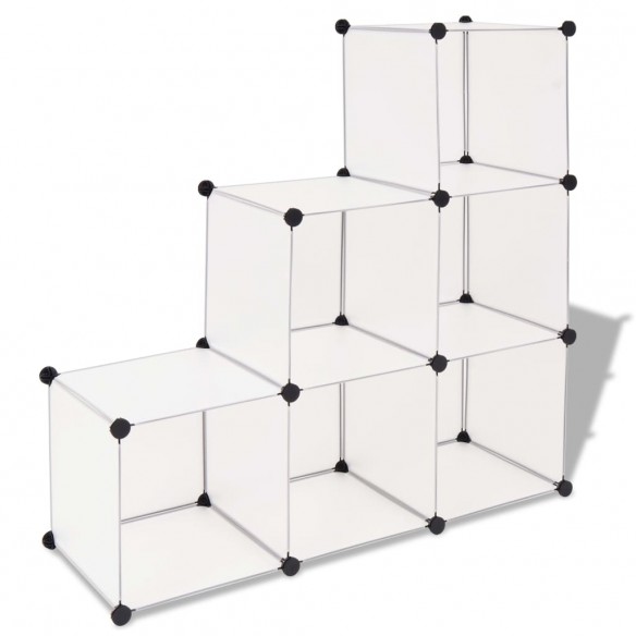 Organisateur de rangement cube avec 6 compartiments Blanc