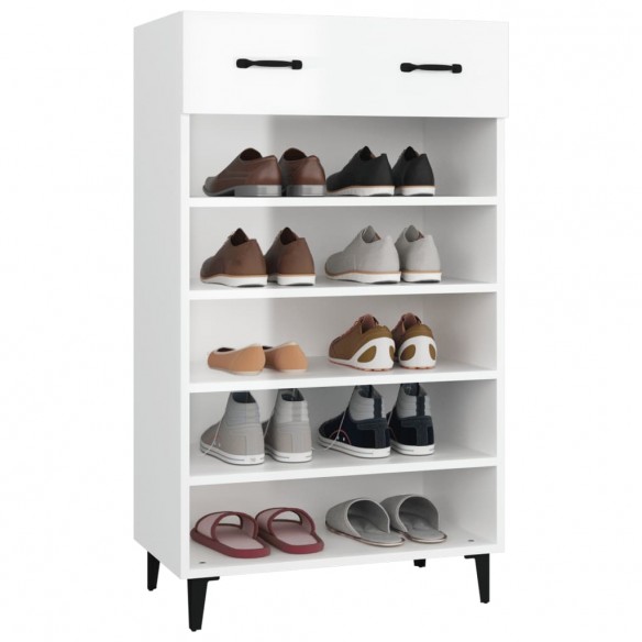 Armoire à chaussures Blanc brillant 60x35x105cm Bois ingénierie