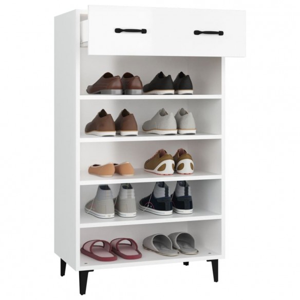 Armoire à chaussures Blanc brillant 60x35x105cm Bois ingénierie