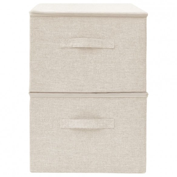 Boîtes de rangement 2 pcs Tissu 43x34x23 cm Crème