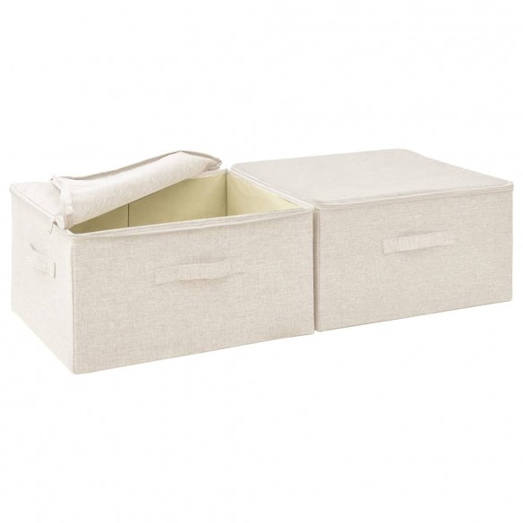 Boîtes de rangement 2 pcs Tissu 43x34x23 cm Crème