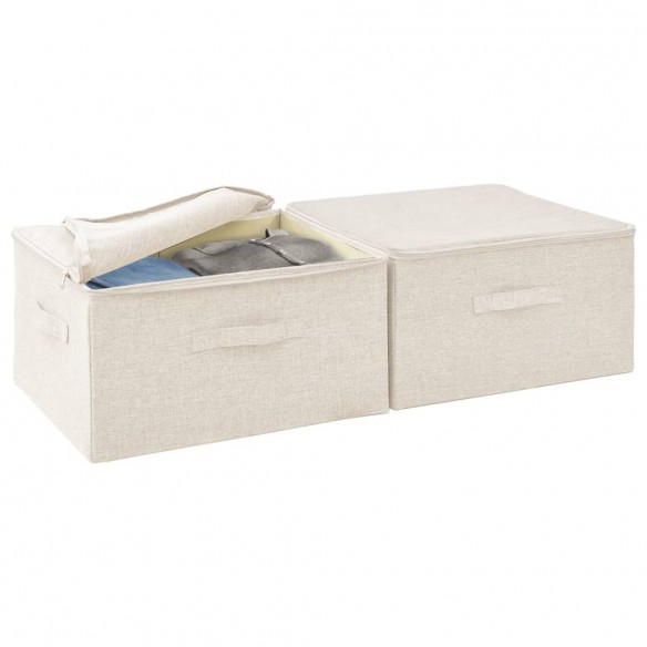 Boîtes de rangement 2 pcs Tissu 43x34x23 cm Crème