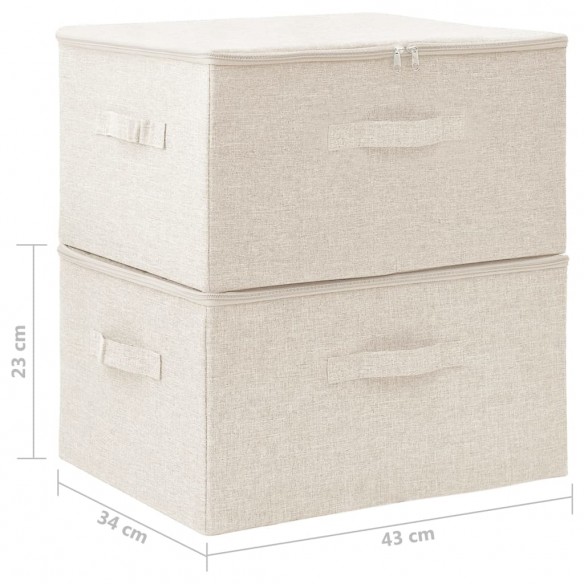 Boîtes de rangement 2 pcs Tissu 43x34x23 cm Crème