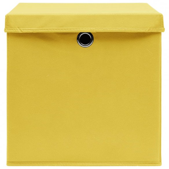 Boîtes de rangement avec couvercles 10 pcs 28x28x28 cm Jaune