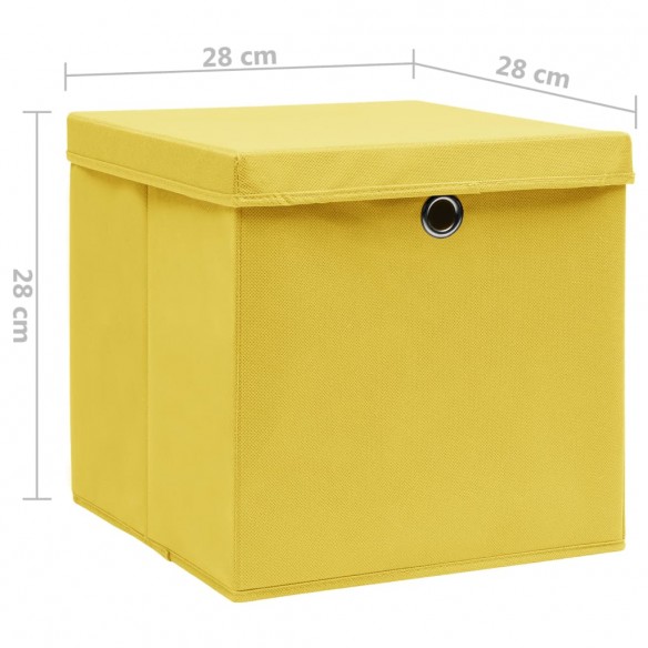 Boîtes de rangement avec couvercles 10 pcs 28x28x28 cm Jaune