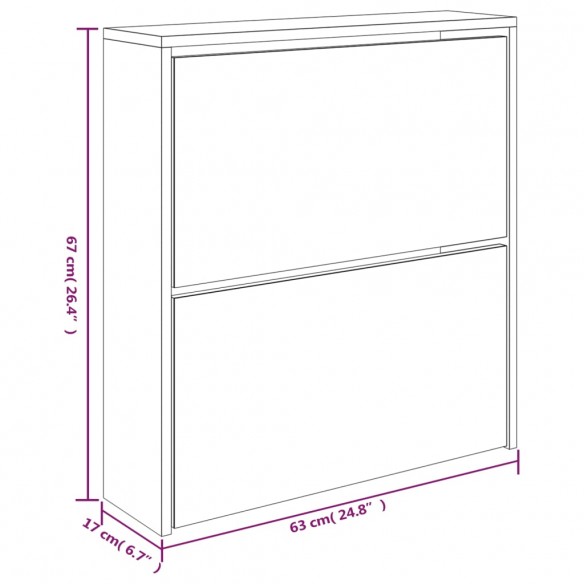 Armoire à chaussures avec miroir à 2 niveaux Noir 63x17x67 cm