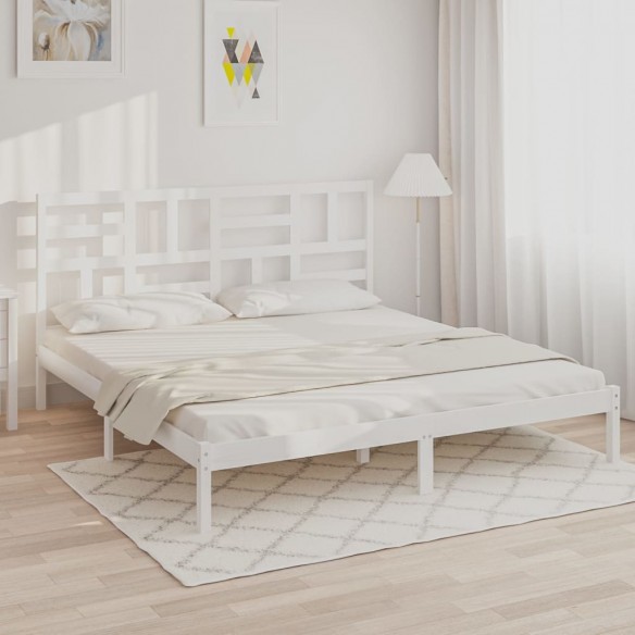 Cadre de lit Blanc Bois massif 180x200 cm Super King