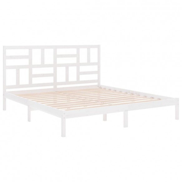 Cadre de lit Blanc Bois massif 180x200 cm Super King