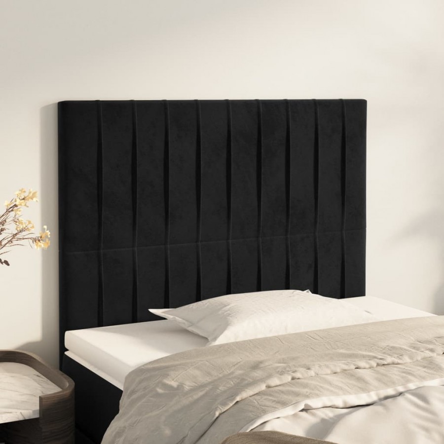 Têtes de lit 2 pcs Noir 100x5x78/88 cm Velours