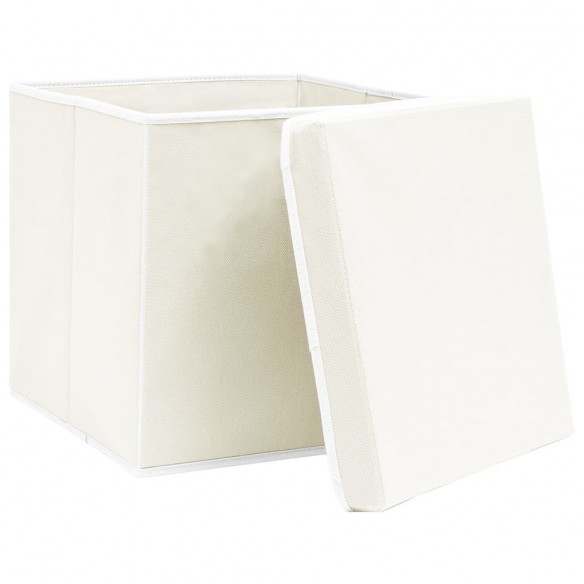 Boîtes de rangement avec couvercles 4pcs Blanc 32x32x32cm Tissu