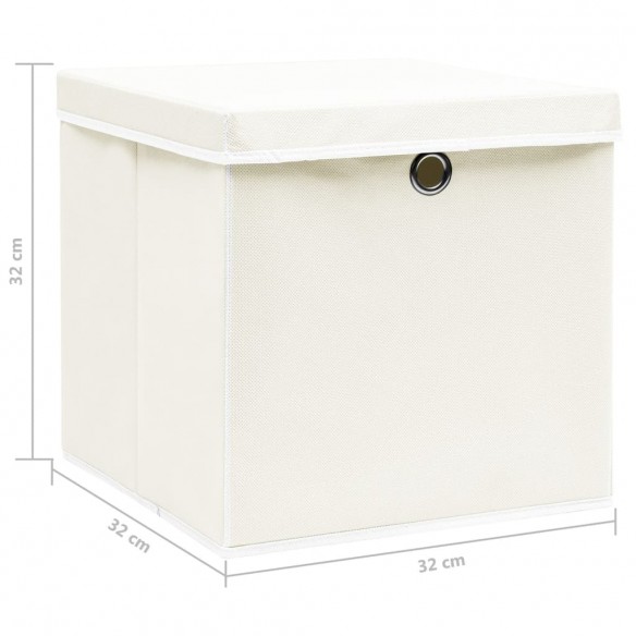 Boîtes de rangement avec couvercles 4pcs Blanc 32x32x32cm Tissu