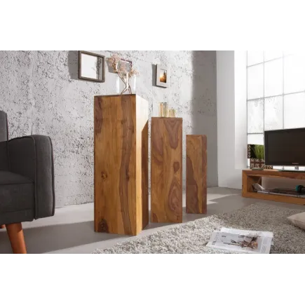 Colonnes décoratives de couleur naturelle en bois massif de sheesham