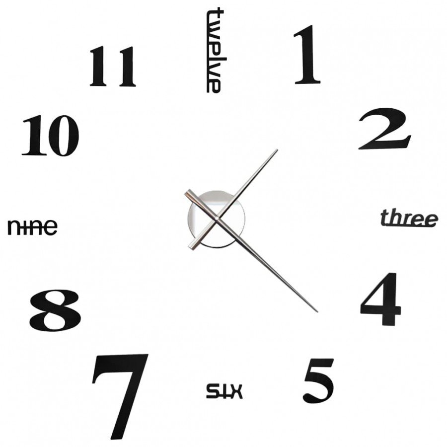 Horloge murale 3D Design moderne 100 cm XXL Noir