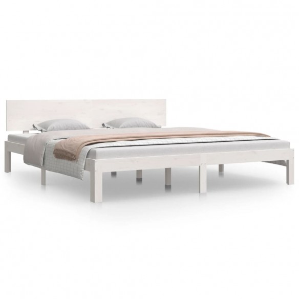 Cadre de lit blanc bois massif 180x200 cm super king