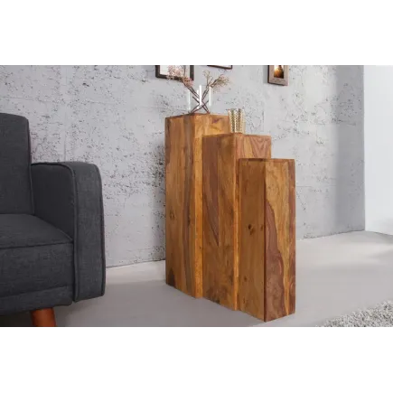 Colonnes décoratives de couleur naturelle en bois massif de sheesham 2