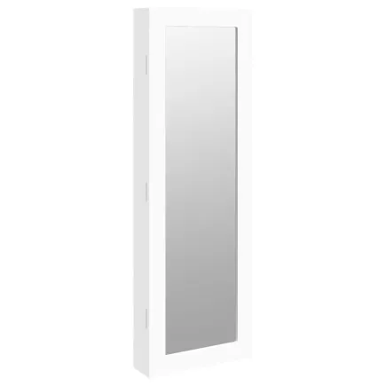 Armoire à bijoux avec miroir murale blanc 30x8,5x90 cm 2