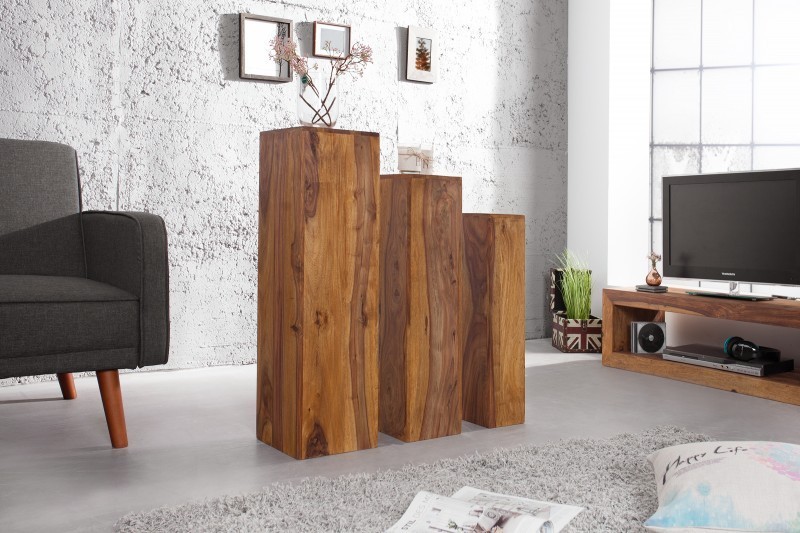 Colonnes décoratives de couleur naturelle en bois massif de sheesham