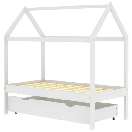 Lit d'enfant avec un tiroir Blanc Pin massif 70x140 cm 2