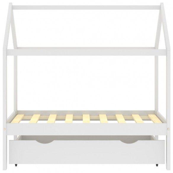 Lit d'enfant avec un tiroir Blanc Pin massif 70x140 cm