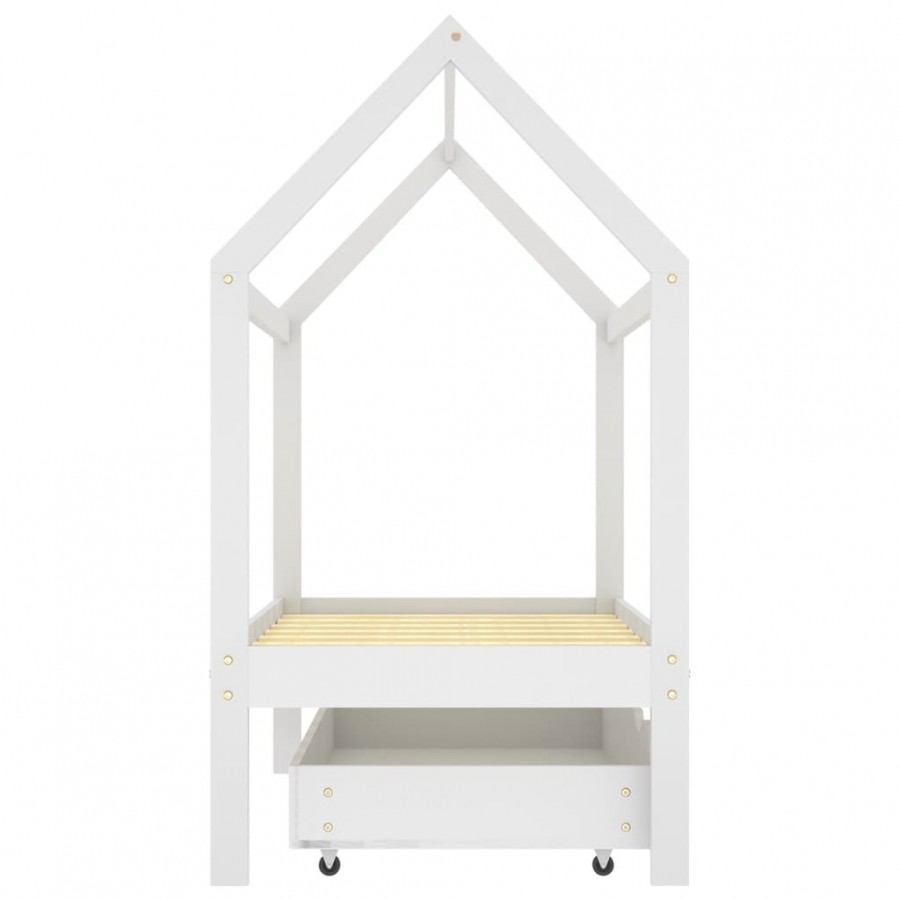 Lit d'enfant avec un tiroir Blanc Pin massif 70x140 cm