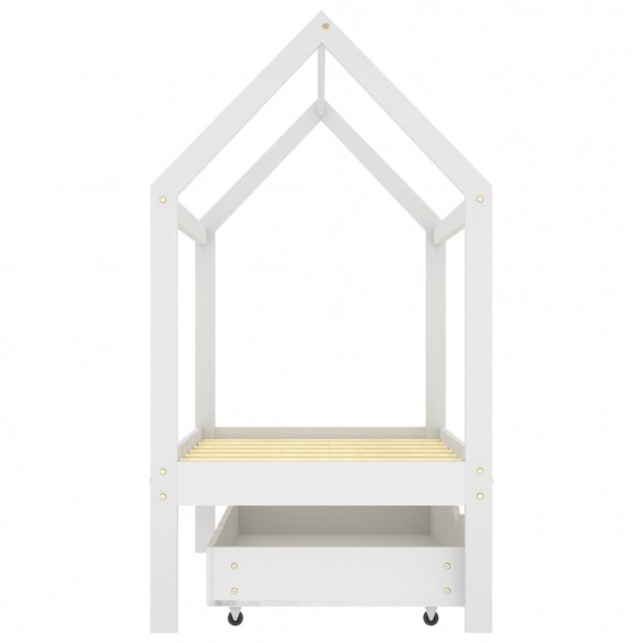 Lit d'enfant avec un tiroir Blanc Pin massif 70x140 cm
