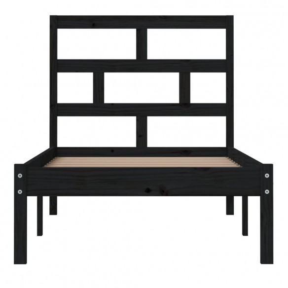 Cadre de lit Noir Bois massif 75x190 cm Petit simple