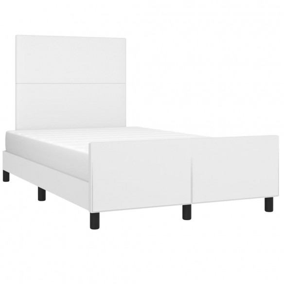 Cadre de lit avec tête de lit Blanc 120x200 cm Similicuir