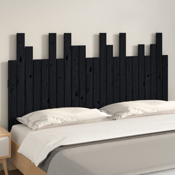 Tête de lit murale Noir 146,5x3x80 cm Bois massif de pin