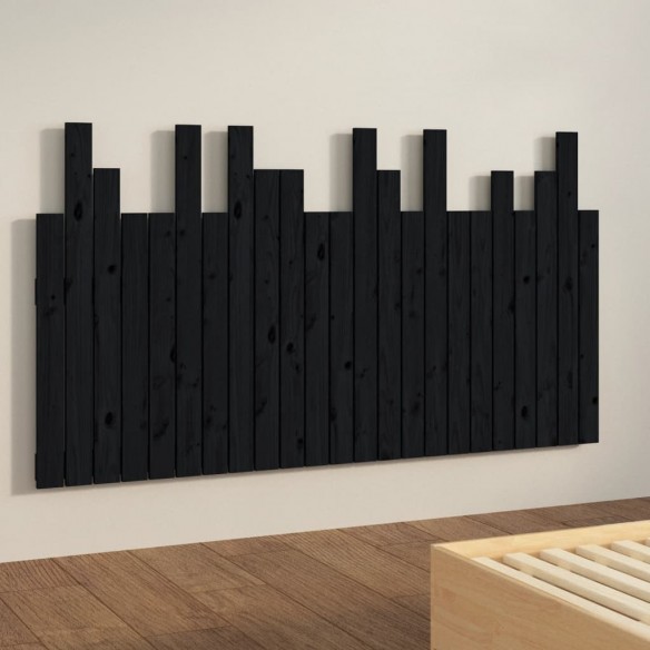 Tête de lit murale Noir 146,5x3x80 cm Bois massif de pin