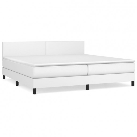 Cadre de lit avec matelas Blanc 200x200cm Similicuir