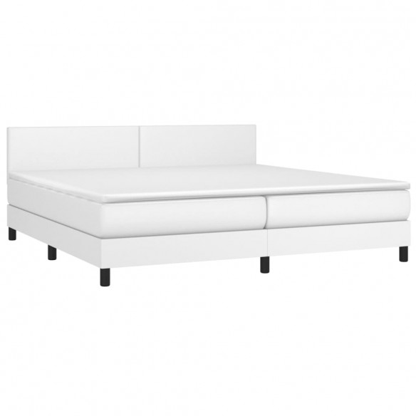 Cadre de lit avec matelas Blanc 200x200cm Similicuir