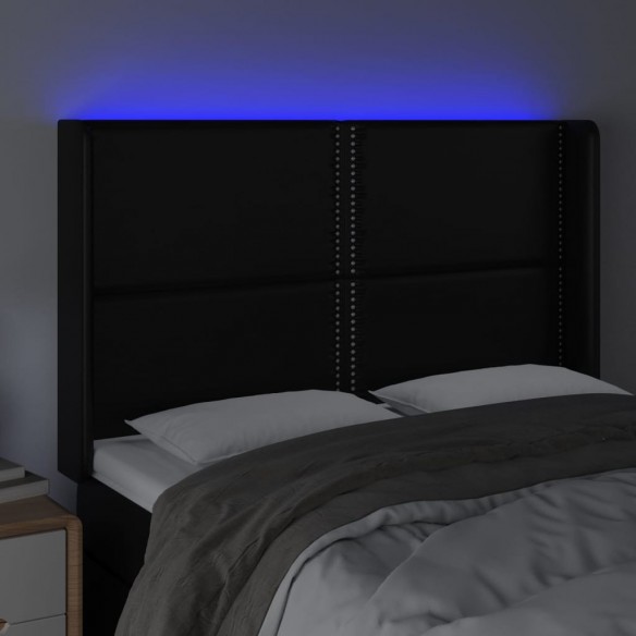 Tête de lit à LED Noir 147x16x118/128 cm Similicuir