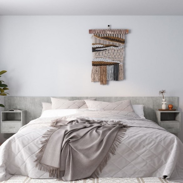 Tête de lit avec armoires Gris béton Bois d'ingénierie
