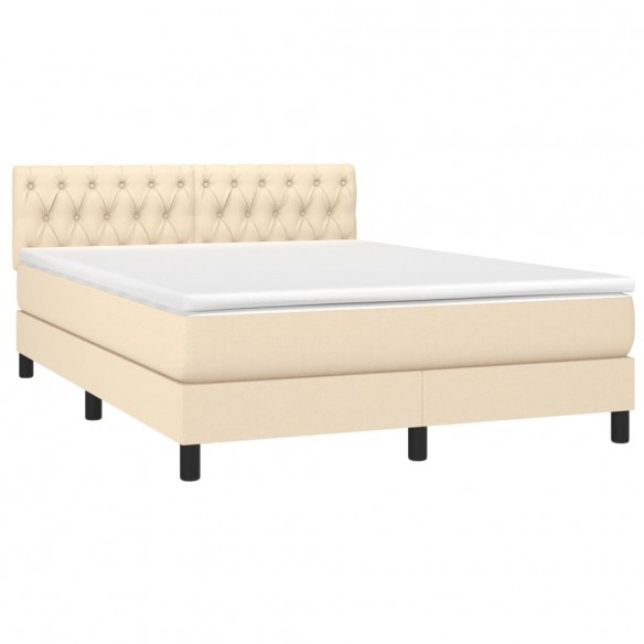 Sommier à lattes de lit avec matelas LED Crème 140x200 cm Tissu