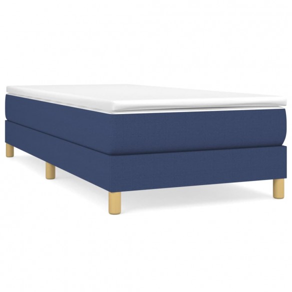 Cadre de lit avec matelas Bleu 100x200 cm Tissu