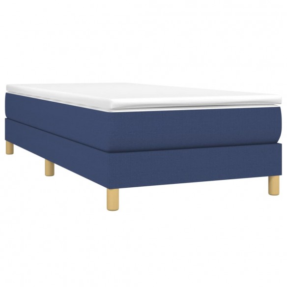 Cadre de lit avec matelas Bleu 100x200 cm Tissu