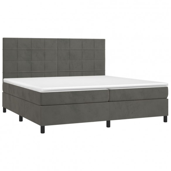 Cadre de lit matelas et LED Gris foncé 200x200 cm