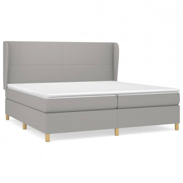 Sommier à lattes de lit avec matelas Gris clair 200x200cm Tissu