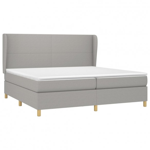 Sommier à lattes de lit avec matelas Gris clair 200x200cm Tissu