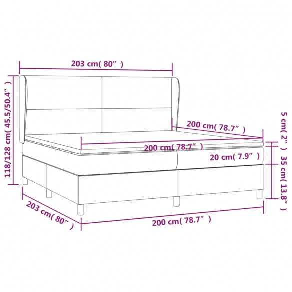 Sommier à lattes de lit avec matelas Gris clair 200x200cm Tissu