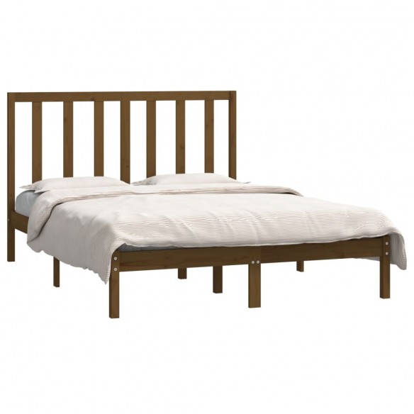 Cadre de lit Marron miel Bois de pin massif 135x190 cm Double