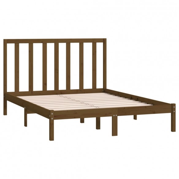 Cadre de lit Marron miel Bois de pin massif 135x190 cm Double