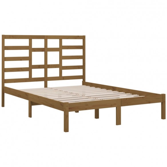 Cadre de lit Marron miel Bois massif 135x190 cm Double