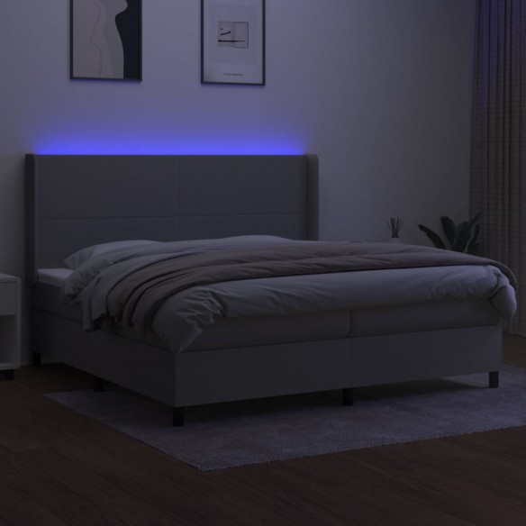 Cadre de lit matelas LED Gris clair 200x200 cm Tissu