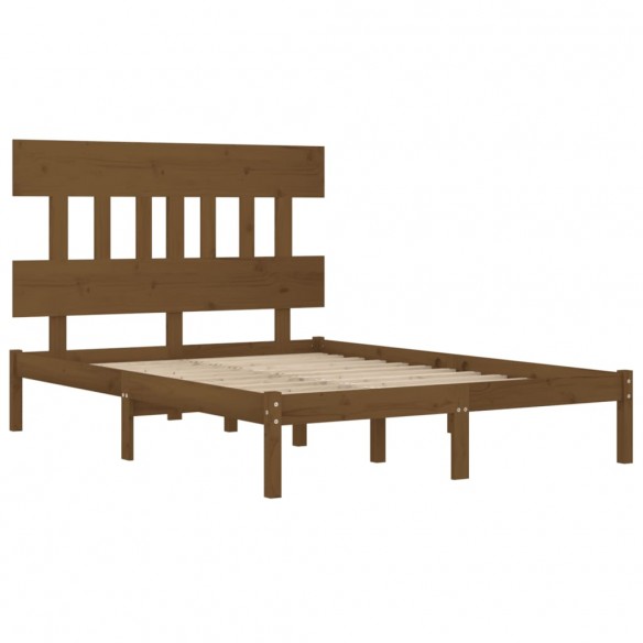 Cadre de lit Marron miel Bois massif 135x190 cm Double