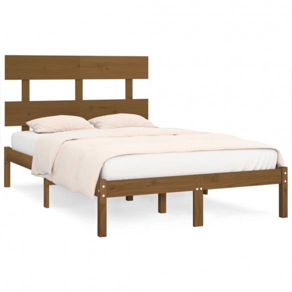 Cadre de lit Marron miel Bois massif 135x190 cm Double