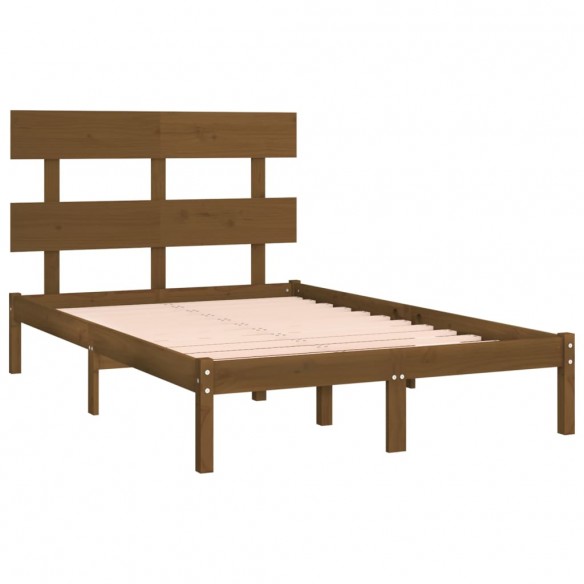 Cadre de lit Marron miel Bois massif 135x190 cm Double