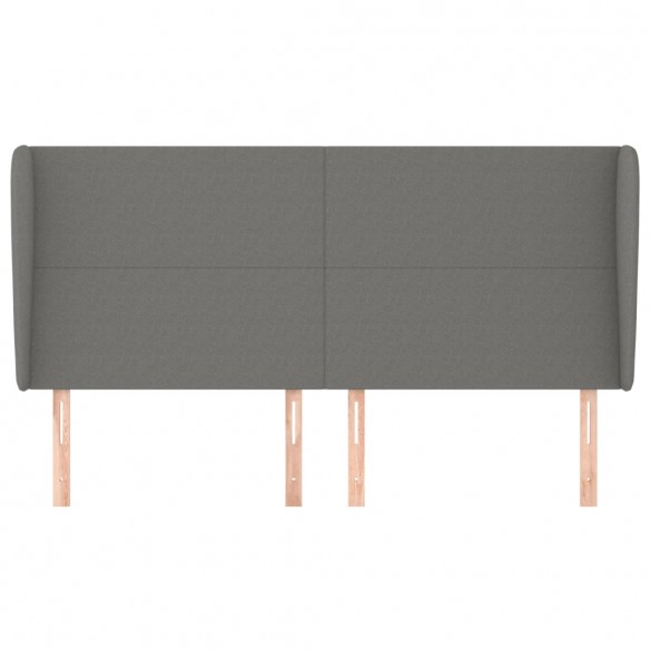 Tête de lit avec oreilles Gris foncé 203x23x118/128 cm Tissu