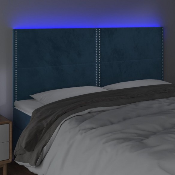 Tête de lit à LED Bleu foncé 200x5x118/128 cm Velours
